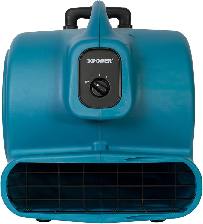 XPOWER X-830H Pro 1 HP 3600 CFM Centrifugal Air Mover, Carpet Dryer, Floor Fan, Blower, Telescopic Handle and Wheels, for Water Damage Restoration, Janitorial, Plumbing, Home Use