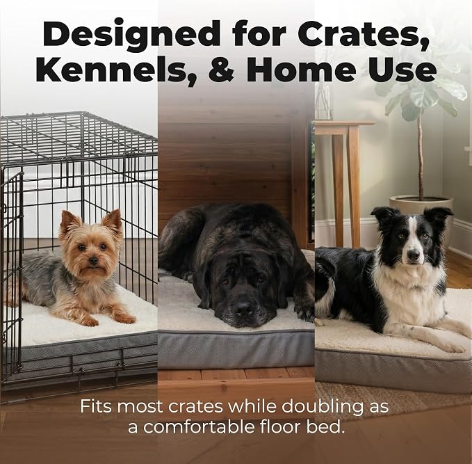 Best Pet Supplies Orthopedic Dog Bed with Memory Foam, Washable Dog Crate Mat for Small, Medium & Large Dogs, Thick Mattress for Crates, Kennels or Floor, Waterproof Pet Bed - Beige, 24 x 16 x 3
