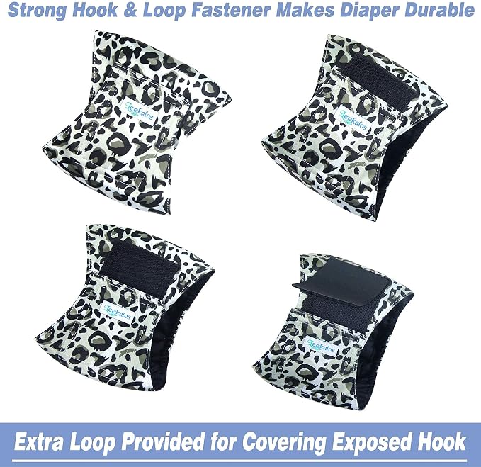 Leekalos Male Dog Diapers (3 Pack), High Absorbing Dog Belly Bands for Male Dogs, Washable Reusable Dog Male Wraps (Large, Leopard)