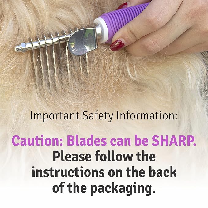 Poodle Pet Bundle - Dematting Fur Rake Comb Brush Tool with Steel Safety Blades and Detangling Pet Comb with Long and Short Stainless Steel Teeth for Detangling Matted or Knotted Undercoat Hair