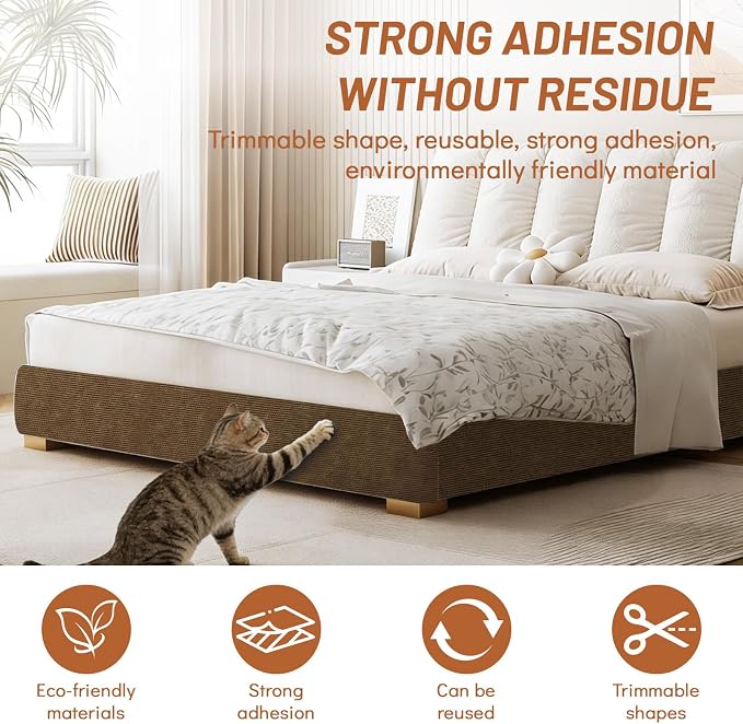 Couch Protector from Cat Claws 78.7" x 15.8" Trimmable DIY Self-Adhesive Cat Scratch Mat for Furniture Couch or Wall Protector, Covering Cat Scratching Post Indoor