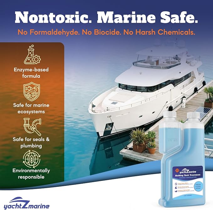 Marine Holding Tank Treatment, Large 32 Fl Oz Bottle, Fresh Clean Scent, Premium Strength Formula, Digest and Liquify Waste, Also for RVs and Campers