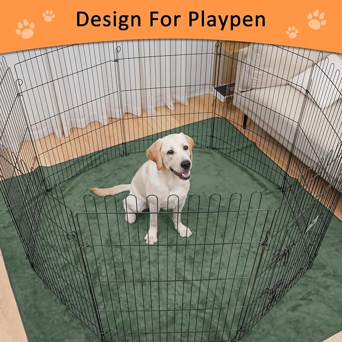 Bunlitent Washable Pee Pads for Dogs 36'' x 48", Non-Slip Washable Pee Pads for Dogs ,Fast Absorbent Pet Whelping Pads, Waterproof Dog Playpen Mat for Incontinence, Housebreak, Crate, 3 Packs, Green