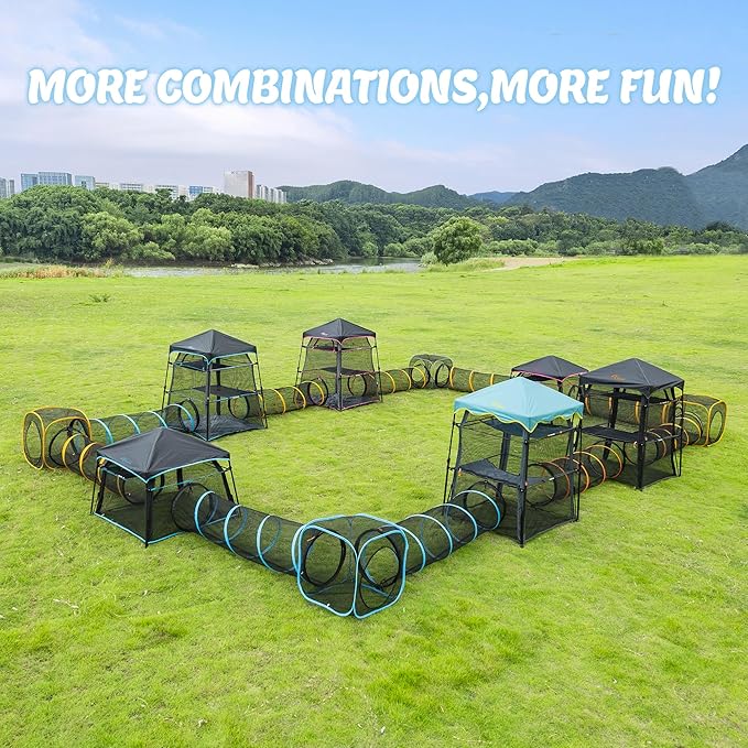 Cat Play Tunnel-for Indoor and Outdoor, Cat Play House, Cat Enclosures Easy to Connect with Two Zipper Doors,Product Size 67'' x 18'',2pcs /Set,Orange 2 Packs