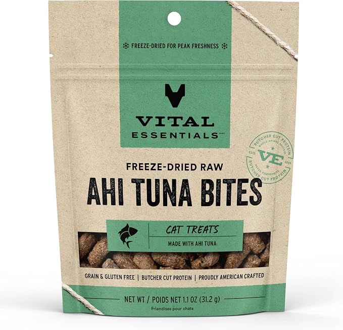 Vital Essentials Freeze Dried Raw Cat Treats, Seafood Lovers Variety Pack, Minnow 0.5 oz + Ahi Tuna 1.1 oz + Salmon 1.1 oz