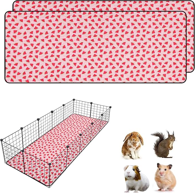 2 PCS Guinea Pig Cage Liner, Reusable Waterproof Guinea Pig Liner, Washable Small Animals Bedding, Super Absorbent Pet Pee Pads Guinea Pig Mats, Rabbit Mats for Cages (24 * 60 inch)