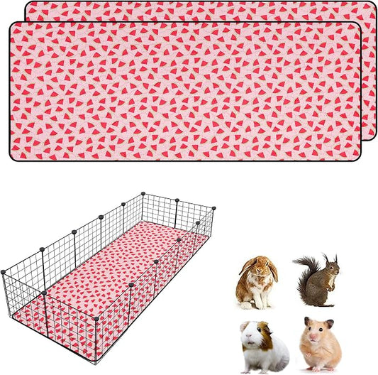 2 PCS Guinea Pig Cage Liner, Reusable Waterproof Guinea Pig Liner, Washable Small Animals Bedding, Super Absorbent Pet Pee Pads Guinea Pig Mats, Rabbit Mats for Cages (28 * 70 inch)