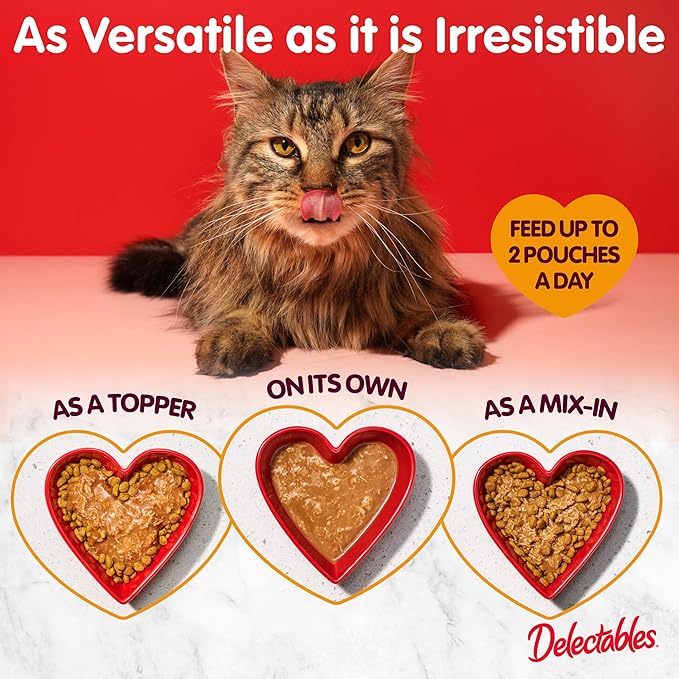 Delectables Lickable Treat Gravy Variety Wet Cat Treat & Food Topper, Food Topper, Hydrating, Grain-Free, No Fillers, No by-Products, No Added Preservatives, 1.4oz Pouch, 30 Pack