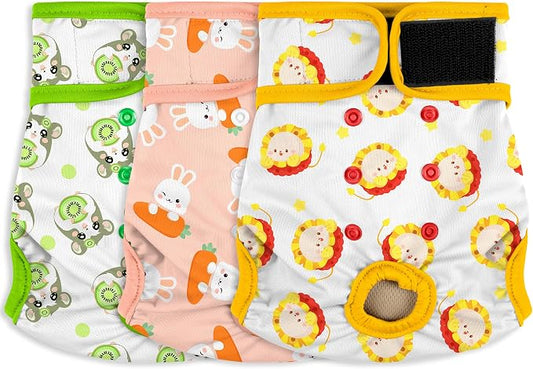 Female Dog Diapers - Premium Reusable Diapers for Doggie in Heat - Highly Absorbent for Pet Incontinence with Adjustable Snaps Rabbit, M