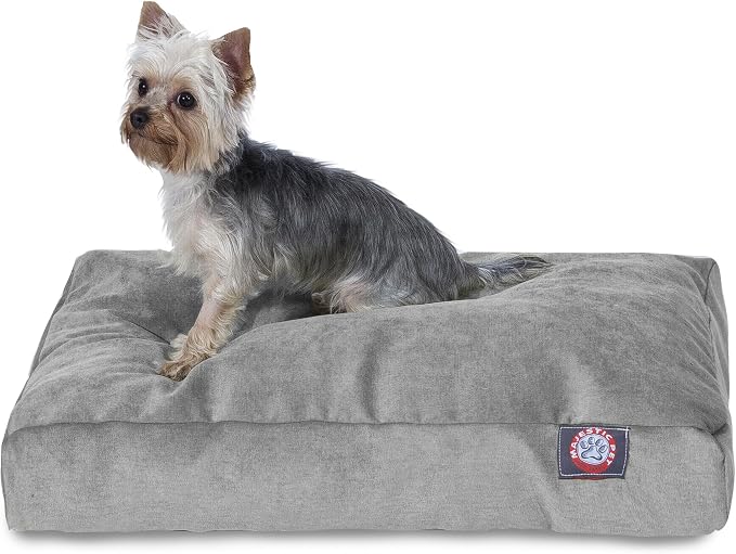 Majestic Pet Shredded Memory Foam Dog Bed Small with Removable Washable Cover – Rectangle Orthopedic Dog Bed–Durable Dog Crate Bed-Flat Dog Bed for Senior Dogs - (27x20) S - Villa - Vintage