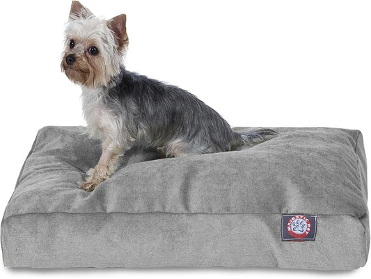 Majestic Pet Shredded Memory Foam Dog Bed Small with Removable Washable Cover – Rectangle Orthopedic Dog Bed–Durable Dog Crate Bed-Flat Dog Bed for Senior Dogs - (27x20) S - Villa - Vintage