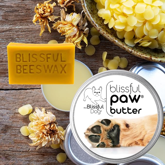 The Blissful Dog Paw Butter, Moisturizer for Dry Paw Pads, Softens and Protects a Rough Paw in Winter, Versatile, Lick-Safe Dog Pad Balm, 8 oz.