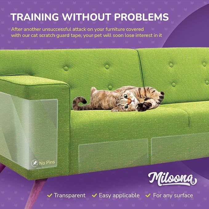Anti Cat Scratch Furniture Protector 4 Sheets- Couch Covers for Cats- Cat Scratch Deterrent for Furniture- Couch Scratch Protector from Cats- Anti Scratch Furniture Protector