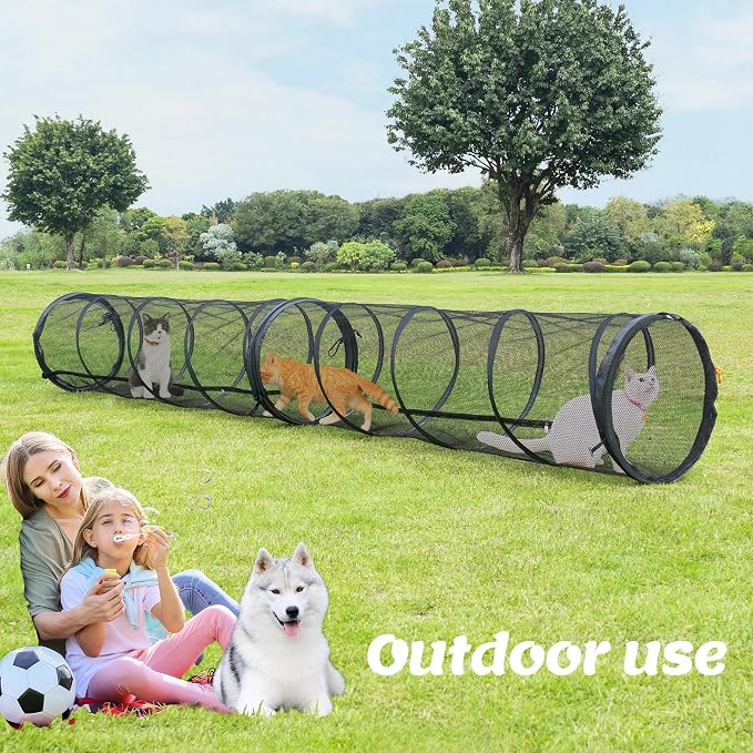 Cat Play Tunnel-for Indoor and Outdoor, Cat Play House, Cat Enclosures Easy to Connect with Two Zipper Doors,Product Size 59'' x 18'',2pcs /Set,Black,2 Packs