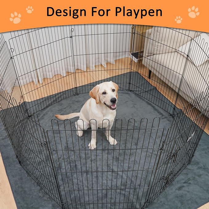Bunlitent 3 Packs Washable Pee Pads for Dogs, 48'' x 48" Reusable Puppy Pads with Super Absorbent, Fast Absorbent Pet Whelping Pads, Puppy Playpen Mat for Incontinence, Housebreak, Crate, Grey