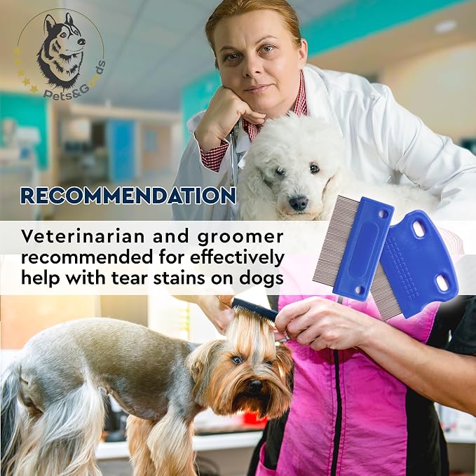 Pets&Goods Dog Grooming Combs & Rope Toy Bundle - Gentle Tear Stain Remover and 9-Pack Durable Chew Toys for Puppies & Small Dogs