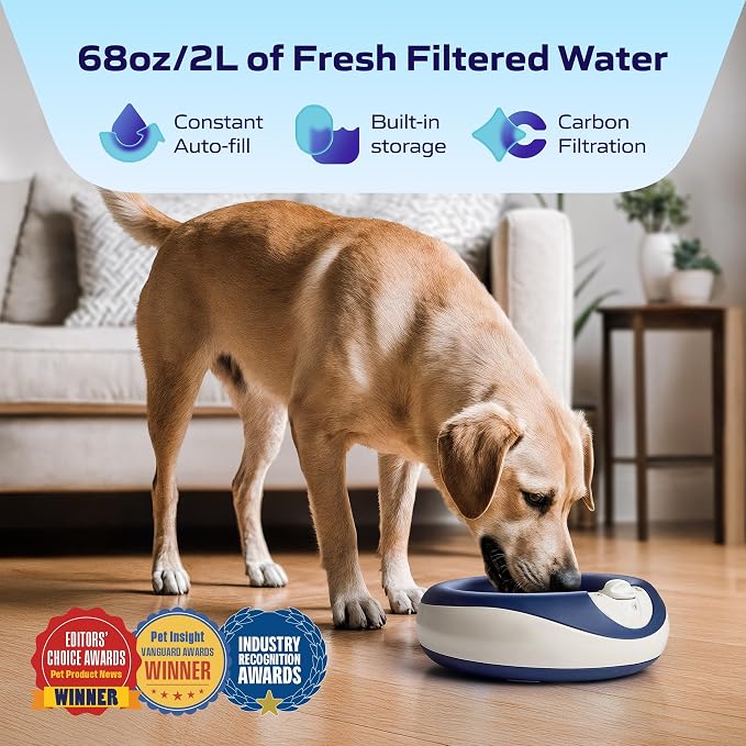Torus Maxi Pet Portable Water Dispenser 68oz Plus 6-Months of Filters - No Power Required - Less Spills and Tipping - Use in the car - for Dogs and Cats