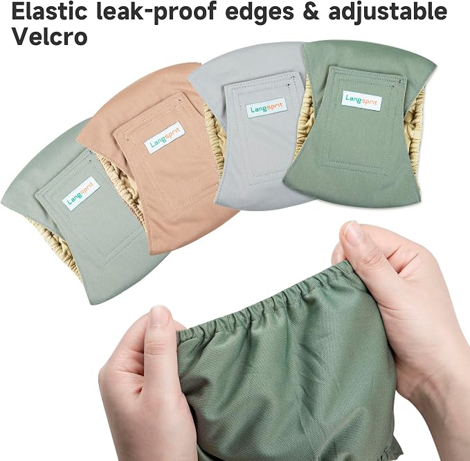Male Dogs Diapers Belly Bands(4Pack), Washable Reusable Male Boy Doggy Wraps Panties for Doggie Puppy Pooping Potty Training Incontinence Marking Pañal para Perro Brown Gray Green Cyan XX-Large