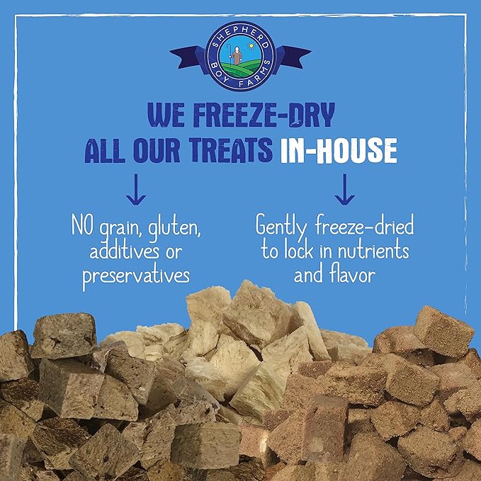 Shepherd Boy Farms Freeze Dried Chicken Hearts for Dogs & Cats - 100% Natural, Single-Ingredient Dog Treats & Cat Treats, High-Protein Organ Meat, Grain Free, Made in USA, 8oz