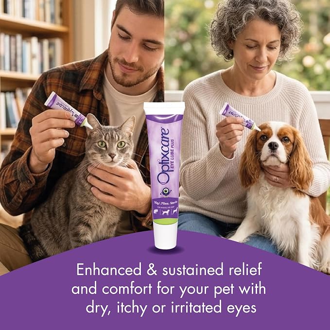 Optixcare Eye Lube Plus Home Kit – 3 x 20g Tubes + Lubricant Holder – Long‑Lasting Eye Lubrication for Pets – Daily Eye Moisture Support