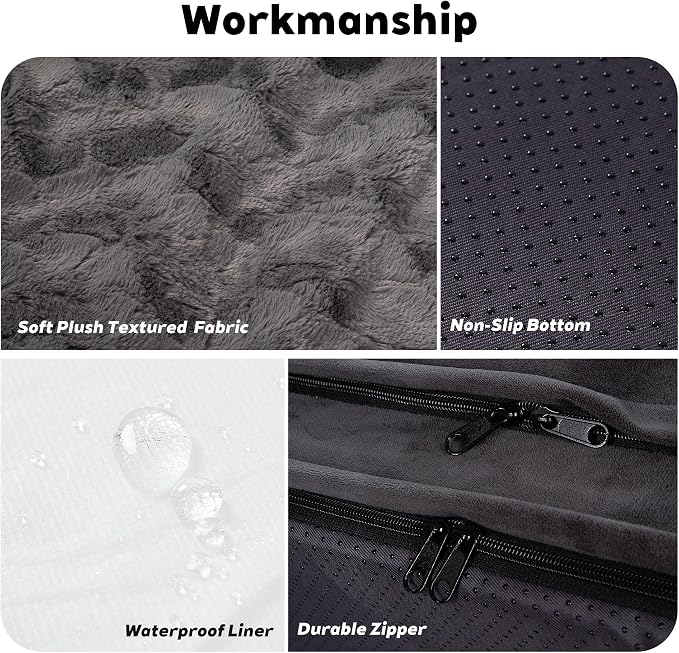 Orthopedic Dog Bed Couch for XLarge Sized Pets with Egg Foam Support, Four-Sided Bolster Cushions, Soft Tear-Resistant Fabric, and Removable Machine Washable Plush Cover, 42'', Dark Gray