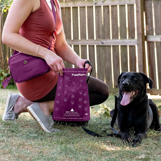 Puppington Certified Home Compostable Poop Bags - ASTM D6400 Compliant - 270 Extra Thick Bags - Plant Based - Pairs with Puppington 3-in-1 Bag & Fits all Standard Poop Bag Dispensers (Plum Wine)