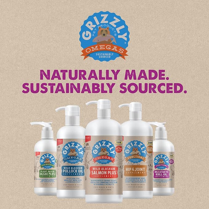 Grizzly Wild Antarctic Krill Oil All-Natural Antioxidant Dog Food Supplement, 8 oz