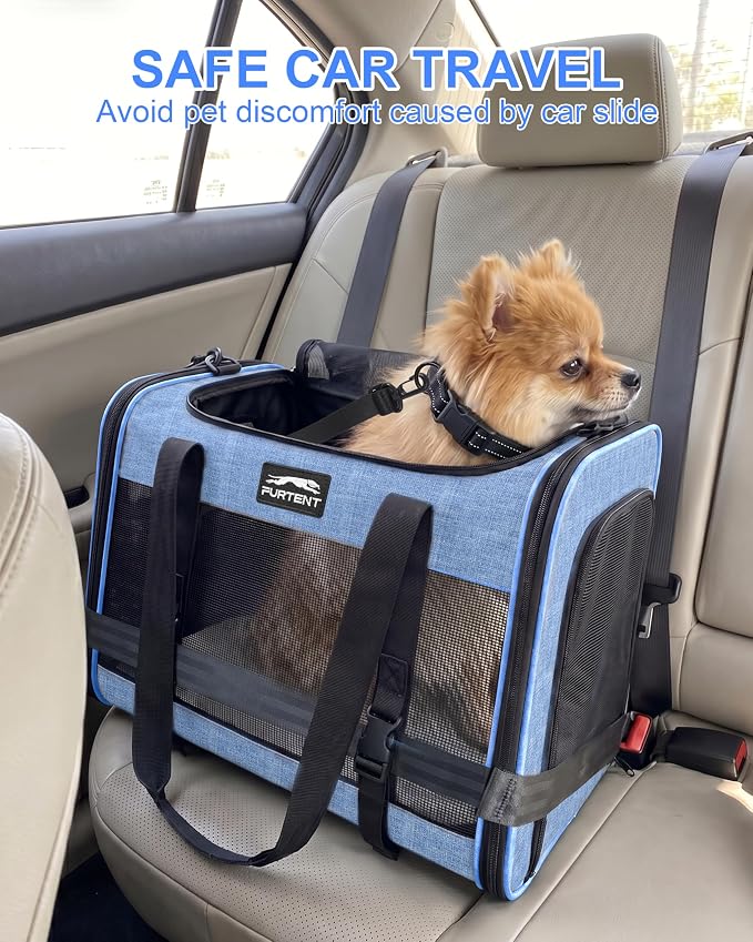 Soft-Sided Large Cat Carrier for 2 Cats, Spacious Foldable Pet Travel Carrier for Large Cats up to 25 Lbs, Double Cat Bag with Shoulder Strap, 20x13x13 Inch, Fits Maine Coon and Small Dogs, Blue