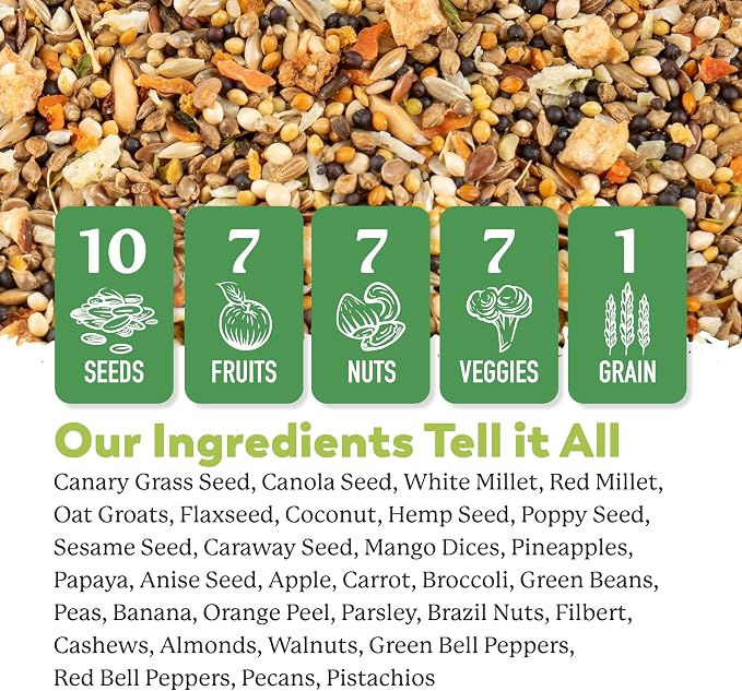 Dr. Harvey's Our Best Parakeet Food, Wholesome Seeds, Nuts, Fruits, and Vegetable Bird Feed for Budgies and Parakeets (4 Pounds/1.81 kg)