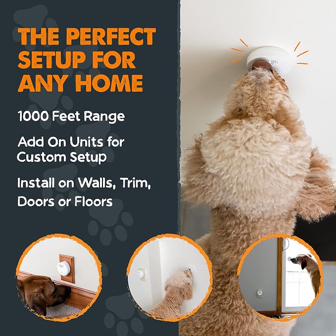 Mighty Paw Smart Bell 2.0 Dog Door Bell for Potty Training Dogs & Puppies, Wireless Dog Potty Communication, Door Bells for Dogs to Go Outside, Easy-Press Puppy Training Tools, 1 Pack