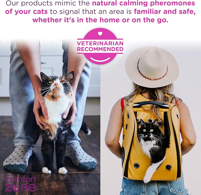 Comfort Zone Cat Calming Spray & Cat Calming Pheromone Diffuser Kit - 1 Diffuser Plus 2 Refill