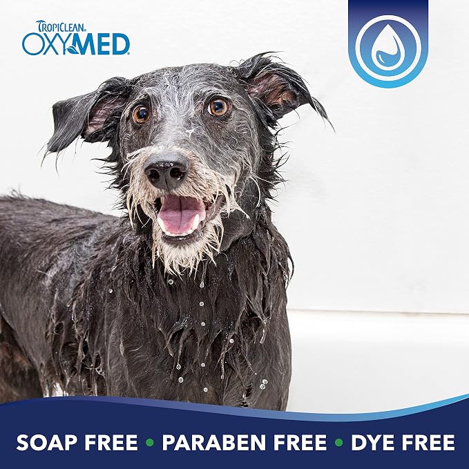 TropiClean OxyMed Dog Shampoo for Allergies and Itching, Medicated Oatmeal Shampoo for Dry Itchy Skin, Seborrhea, & Hot Spots, Cat Safe, 1 Gallon