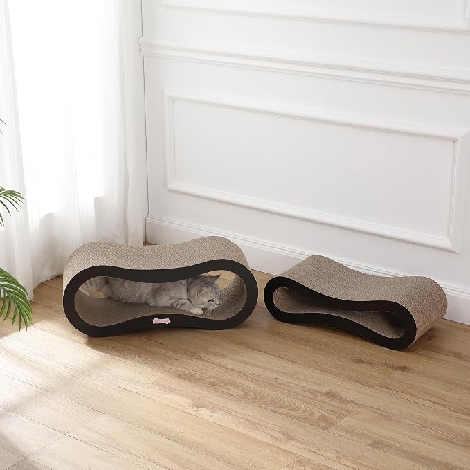 CSR1014A Suvi 26" Modern Cardboard Infinity 2-in-1 Lounge Bed Cat Scratcher with Catnip, Ink