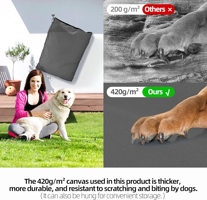 Sytopia 47 Inch Canvas Outdoor Dog Bed for XXL Dogs, Chew Proof Dog Bed with Waterproof Machine Washable Removable Cover, Durable Indoor Patio Pet Pad for Crate, Dark Grey