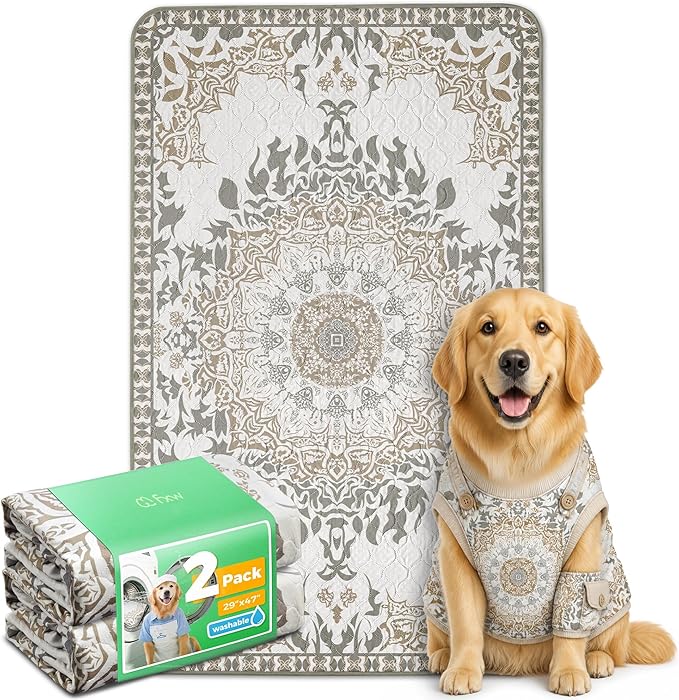 FXW Washable Pee Pads for Dogs, Puppy Pads with Super Absorbent, Specifically Designed for 48inch Cages, 29" x 47" Rectangle, Boho, 2 Packs
