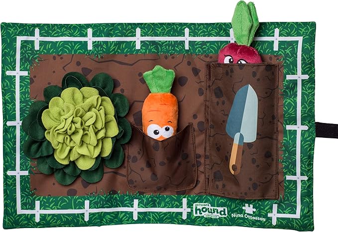 Outward Hound by Nina Ottosson Activity Matz Garden Game Plush Dog Puzzle Mat Dog Enrichment Dog Toy, Level 2 Intermediate, Multicolored