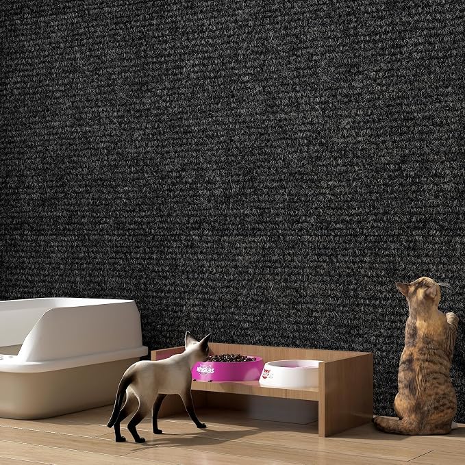 LaCheery Couch Cat Scratch Protector Black Cat Scratch Deterrent for Furniture 15.8"x79" Self Adhesive Scratching Pad for Indoor Cats Dogs Couch Wall Corner Cover Sofa Protector for Cats Scratcher Mat