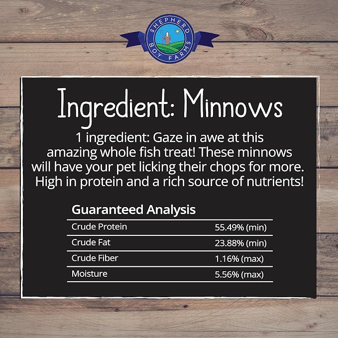 Shepherd Boy Farms Freeze Dried Dog and Cat Treats, Minnows, All Natural Single Ingredient Freeze-Dried Dog Treat & Snacks, Made in USA, High in Protein, Essential Nutrition of Raw Food, 5oz