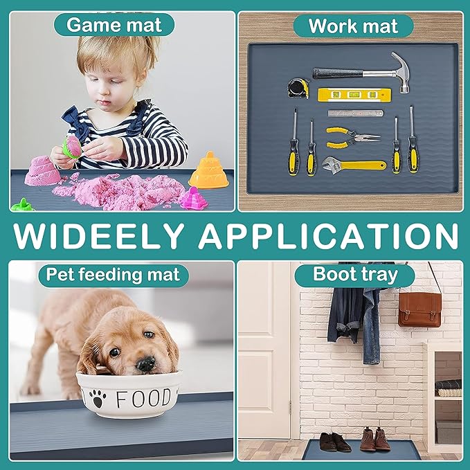 URMONA Waterproof Silicone Under Sink Mat 25'' x 19'' Shelf Liner for Kitchen and Bathroom, Cabinet and Counter Protector, Storage and Organizers, Litter Mat, Pet Cat Puppy Essentials(Cream)