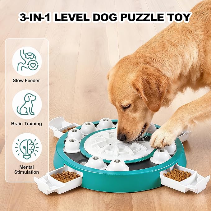 Dog Puzzle,Large Size, Level 3 in 1 Adjustable Difficulty Treat Toy for Smart Dogs, Advanced Food Puzzle Feeder for Mental Stimulation & Braintraining