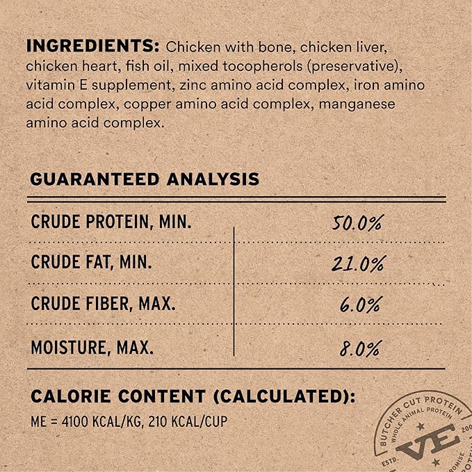 Vital Essentials Freeze Dried Dog Food, Raw Chicken Crunchy Nibs | Complete Meal or Topper | 96% Chicken, Organs & Bone | Limited Ingredient, High Protein, Grain Free Dry Dog Food | 14 oz Bag