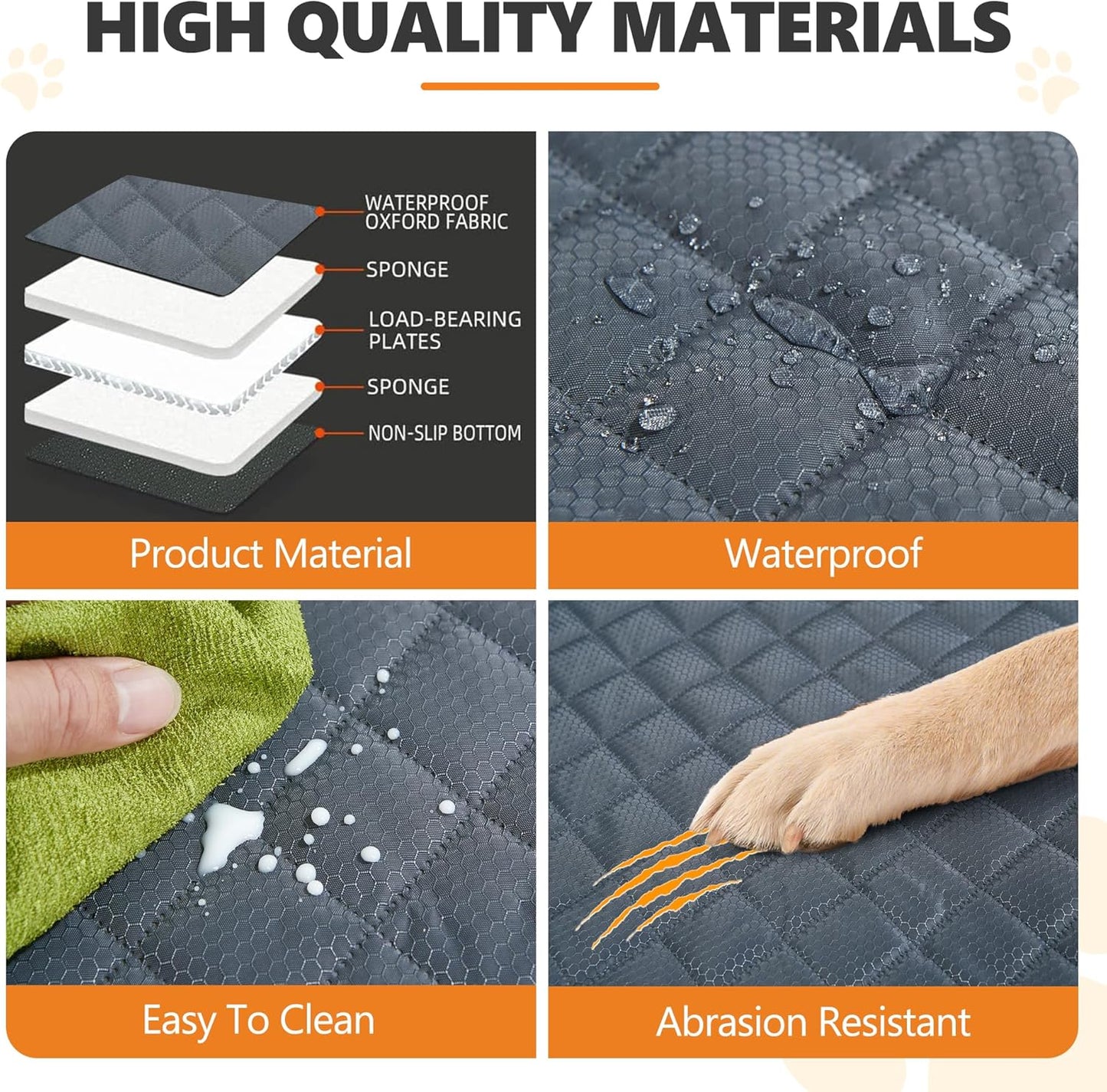 Back Seat Extender for Dog,Waterproof Hard Bottom Dog Car Seat Cover for Back Seat Protector,Foldable Camping Pet Hammock Bed,Easy Clean Travelling Accessories Car SUV Truck (Gray)