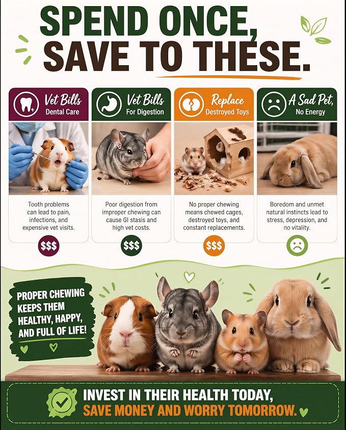 C-LIGHT Rabbit Chew Toys, 30 Pack Individually Wrapped, 5 Pure Veggies Flavors + Timothy Hay, Teeth Grind & Digestion, Cage Enrichment Toy for Hamsters,Guinea Pig, Chinchilla