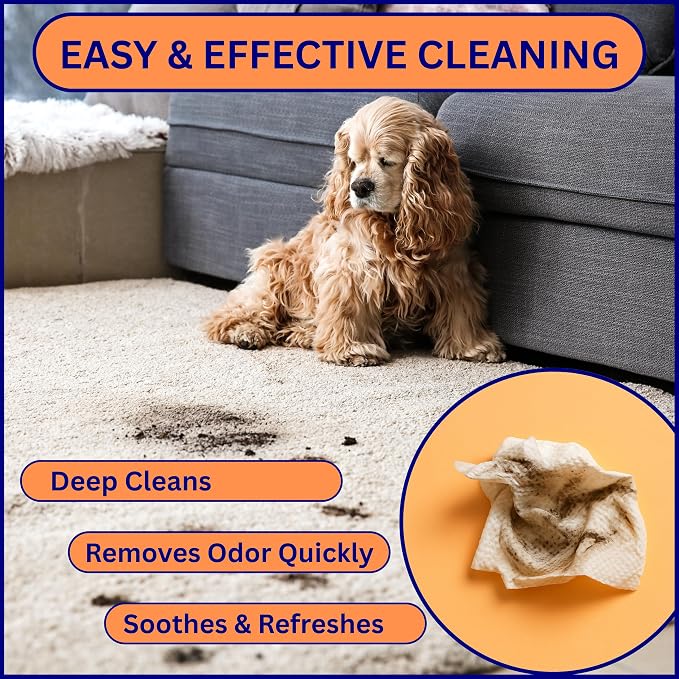 Aurora Pet Wipes – 100% Natural, Plant-Based Hypoallergenic Grooming Wipes for Dogs & Cats – Extra-Durable, Large & Thick for Effortless Cleaning (Unscented, 100 Count)