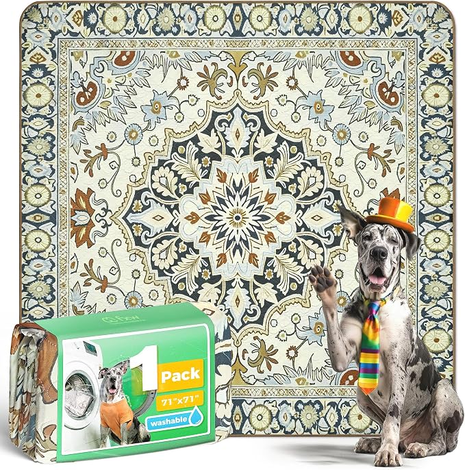 FXW Washable Pee Pads for Dogs, Puppy Pads with Super Absorbent, Specifically Designed for FXW Rollick/Homeplus 32/40/45inch 8 Panels Dog Playpen, 71" Square, Boho Beige, 1 Pack