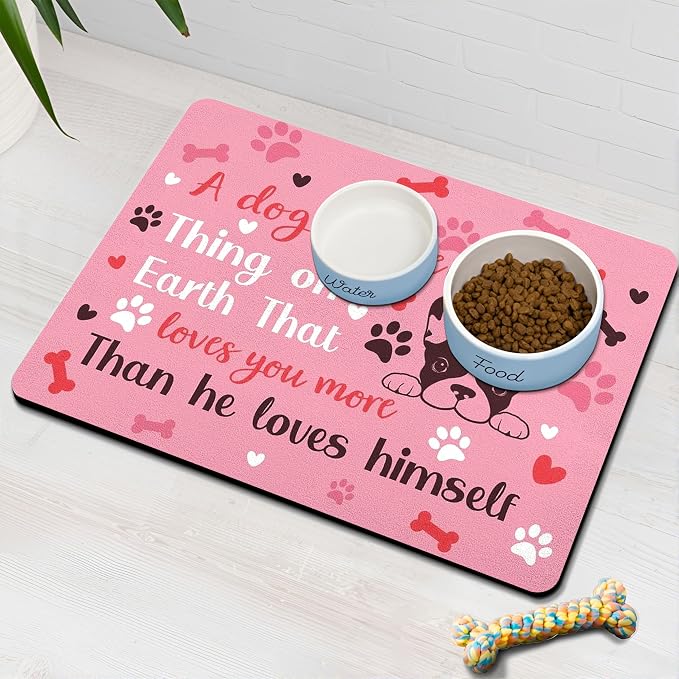Pet Feeding Mat for Floors Waterproof Dog Mat for Food and Water Absorbent Quick Dry Non Slip mat for Cat Bowls
