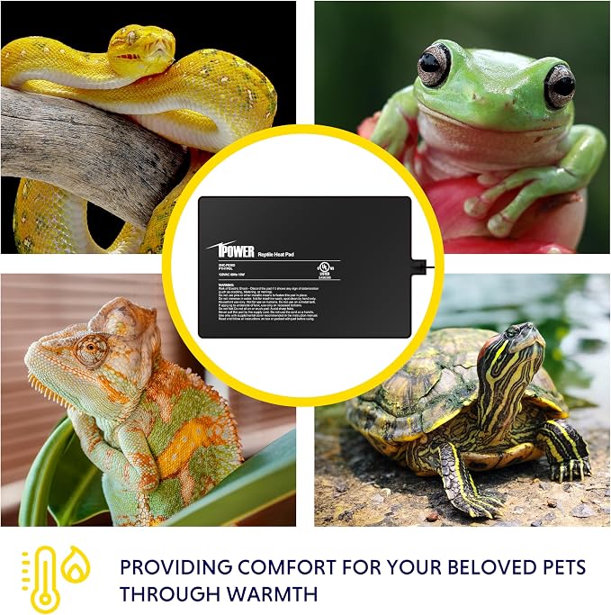 iPower Reptile Heat Pad 8 by12 Inch Under Tank Terrarium Warmer 16W Heating Mat for Turtle, Lizard, Frog, Snake, Hermit Crab and Other Small Animals (Pack of 2)