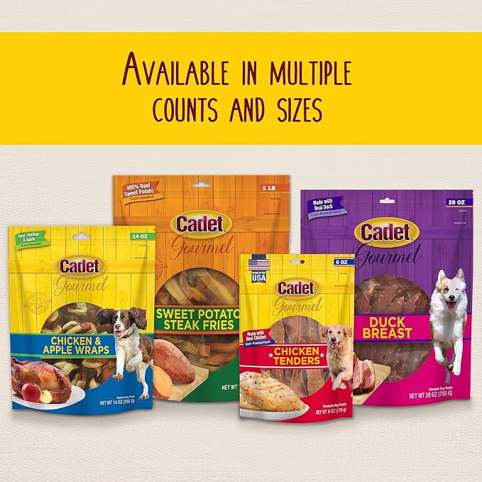 Cadet Gourmet Chicken Jerky Dog Treats For Training - Healthy & Natural Dog Training Treats for Small & Large Breeds - Inspected & Tested in USA (28 oz.)