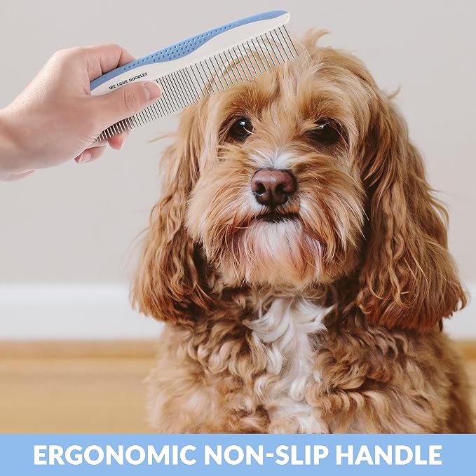 We Love Doodles Dog Eye Wipes & Metal Dog Comb Bundle - Pre-Soaked Eye Wipes for Dogs, Tear Stain Remover for Dogs, Pet Eye Wipes, Dog Eye Cleaner, Dematting Comb for Dogs, Dematting Comb for Dogs