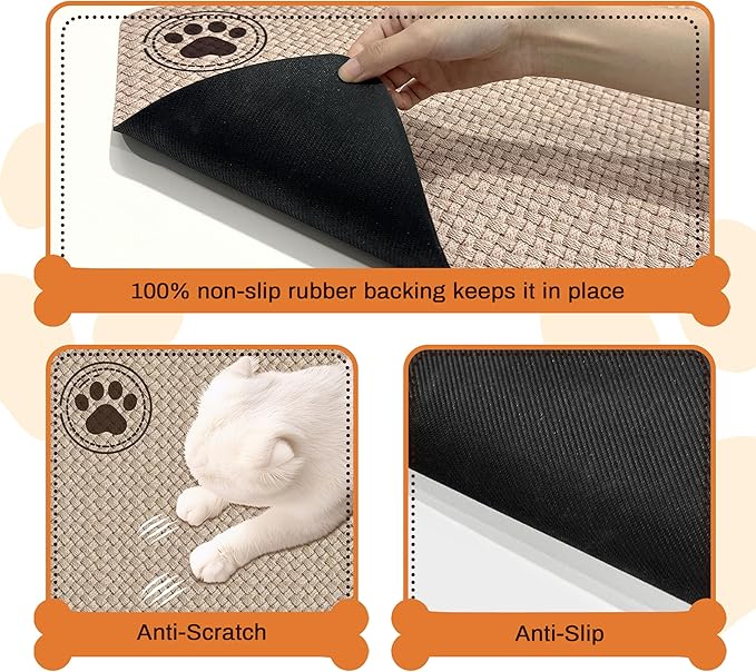 Pet Feeding Mat for Floors Cat Food Mat Waterproof Dog Food Mat and Water Absorbent Quick Dry Non Slip Mat for Cat Bowls